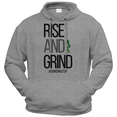 Motiv: Hoodie Premium FAIR WEAR - grindingitup - rise and grind - bestimme auf Wunsch Details wie Produkt, Grösse, Farbe und Position selbst ! Motiv: Hoodie Premium FAIR WEAR - grindingitup - rise and grind