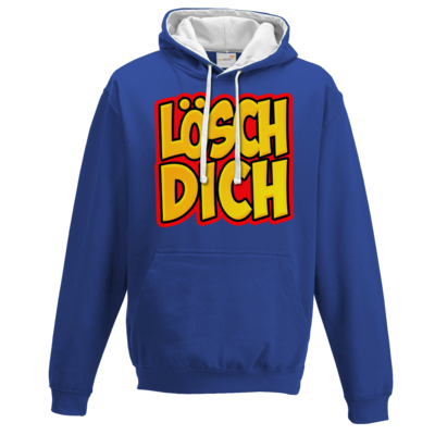 Motiv: Two-Tone Hoodie - lösch dich - bestimme auf Wunsch Details wie Produkt, Grösse, Farbe und Position selbst ! Motiv: Two-Tone Hoodie - lösch dich