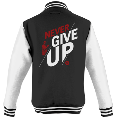 Motiv: College Jacke - NeverGiveUp - bestimme auf Wunsch Details wie Produkt, Grösse, Farbe und Position selbst ! Motiv: College Jacke - NeverGiveUp