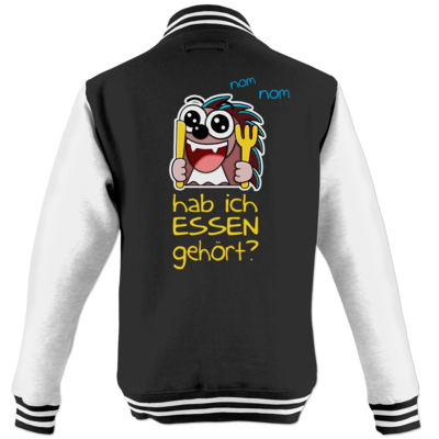 Motiv: College Jacke - Rhoxy - Essen? - bestimme auf Wunsch Details wie Produkt, Grösse, Farbe und Position selbst ! Motiv: College Jacke - Rhoxy - Essen?