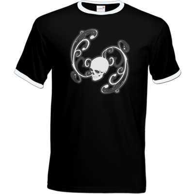 Motiv: T-Shirt Ringer - Ornamental Skull - bestimme auf Wunsch Details wie Produkt, Grösse, Farbe und Position selbst ! Motiv: T-Shirt Ringer - Ornamental Skull
