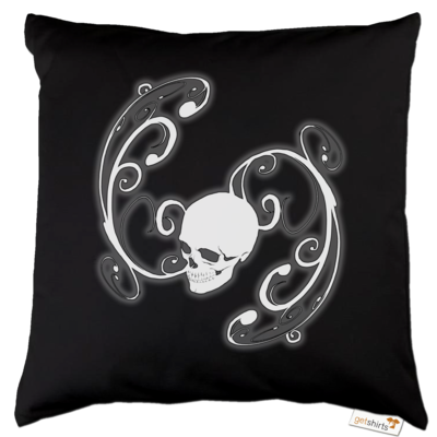 Motiv: Kissen Baumwolle - Ornamental Skull - bestimme auf Wunsch Details wie Produkt, Grösse, Farbe und Position selbst ! Motiv: Kissen Baumwolle - Ornamental Skull