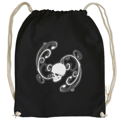 Motiv: Cotton Gymsac - Ornamental Skull - bestimme auf Wunsch Details wie Produkt, Grösse, Farbe und Position selbst ! Motiv: Cotton Gymsac - Ornamental Skull
