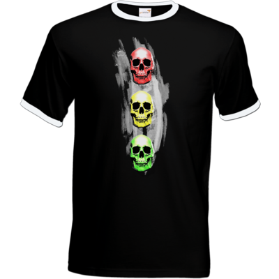 Motiv: T-Shirt Ringer - Ampelskull - bestimme auf Wunsch Details wie Produkt, Grösse, Farbe und Position selbst ! Motiv: T-Shirt Ringer - Ampelskull