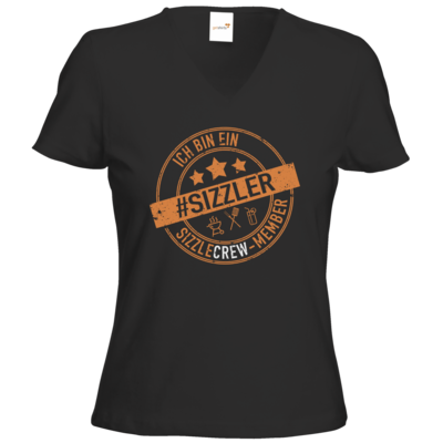 Motiv: T-Shirts Damen V-Neck FAIR WEAR - sizzler_3_dunkel - bestimme auf Wunsch Details wie Produkt, Grösse, Farbe und Position selbst ! Motiv: T-Shirts Damen V-Neck FAIR WEAR - sizzler_3_dunkel