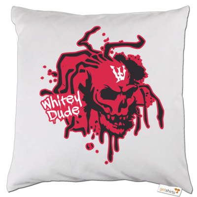 Motiv: Kissen - Whitey - Logo rot - bestimme auf Wunsch Details wie Produkt, Grösse, Farbe und Position selbst ! Motiv: Kissen - Whitey - Logo rot