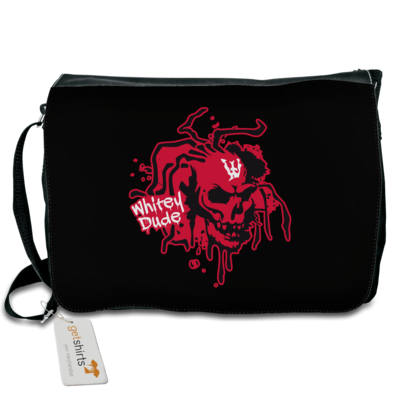 Motiv: Schultertasche - Whitey - Logo rot - bestimme auf Wunsch Details wie Produkt, Grösse, Farbe und Position selbst ! Motiv: Schultertasche - Whitey - Logo rot