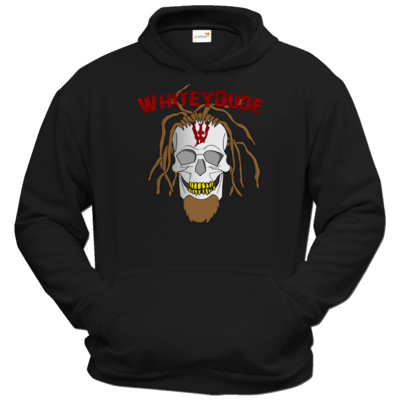 Motiv: Hoodie Classic - Whitey - Pixel Skull mit Schrift - bestimme auf Wunsch Details wie Produkt, Grösse, Farbe und Position selbst ! Motiv: Hoodie Classic - Whitey - Pixel Skull mit Schrift