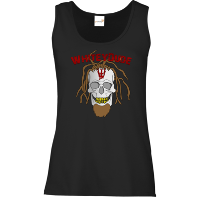 Motiv: Tank Top Damen Classic - Whitey - Pixel Skull mit Schrift - bestimme auf Wunsch Details wie Produkt, Grösse, Farbe und Position selbst ! Motiv: Tank Top Damen Classic - Whitey - Pixel Skull mit Schrift