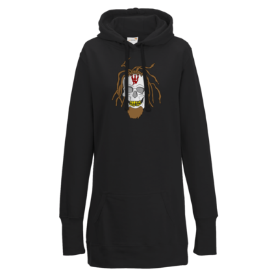 Motiv: Lady Longline Hoodie - Whitey - Pixel Skull - bestimme auf Wunsch Details wie Produkt, Grösse, Farbe und Position selbst ! Motiv: Lady Longline Hoodie - Whitey - Pixel Skull
