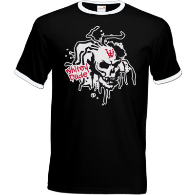 Motiv: T-Shirt Ringer - Whitey - Logo - bestimme auf Wunsch Details wie Produkt, Grösse, Farbe und Position selbst ! Motiv: T-Shirt Ringer - Whitey - Logo