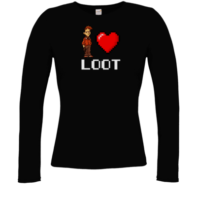 Motiv: Longsleeve Damen FAIR WEAR - LootBoy - Pixel Loot - bestimme auf Wunsch Details wie Produkt, Grösse, Farbe und Position selbst ! Motiv: Longsleeve Damen FAIR WEAR - LootBoy - Pixel Loot