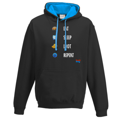 Motiv: Two-Tone Hoodie - LootBoy - eat sleep loot repeat - bestimme auf Wunsch Details wie Produkt, Grösse, Farbe und Position selbst ! Motiv: Two-Tone Hoodie - LootBoy - eat sleep loot repeat