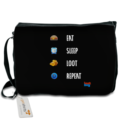 Motiv: Schultertasche - LootBoy - eat sleep loot repeat - bestimme auf Wunsch Details wie Produkt, Grösse, Farbe und Position selbst ! Motiv: Schultertasche - LootBoy - eat sleep loot repeat