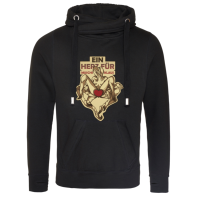 Motiv: Cross Neck Hoodie - Ein Herz fuer Muschiklaus - bestimme auf Wunsch Details wie Produkt, Grösse, Farbe und Position selbst ! Motiv: Cross Neck Hoodie - Ein Herz fuer Muschiklaus