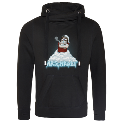 Motiv: Cross Neck Hoodie - Arschkalt - bestimme auf Wunsch Details wie Produkt, Grösse, Farbe und Position selbst ! Motiv: Cross Neck Hoodie - Arschkalt