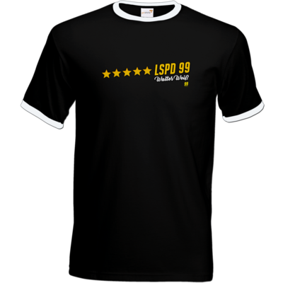Motiv: T-Shirt Ringer - Walter Weiss - LSPD 99 - bestimme auf Wunsch Details wie Produkt, Grösse, Farbe und Position selbst ! Motiv: T-Shirt Ringer - Walter Weiss - LSPD 99
