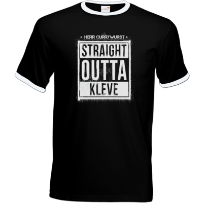Motiv: T-Shirt Ringer - Curry - Straight Outta Kleve - bestimme auf Wunsch Details wie Produkt, Grösse, Farbe und Position selbst ! Motiv: T-Shirt Ringer - Curry - Straight Outta Kleve