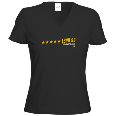 Motiv: T-Shirt Damen V-Neck Classic - Walter Weiss - LSPD 99 - bestimme auf Wunsch Details wie Produkt, Grösse, Farbe und Position selbst ! Motiv: T-Shirt Damen V-Neck Classic - Walter Weiss - LSPD 99