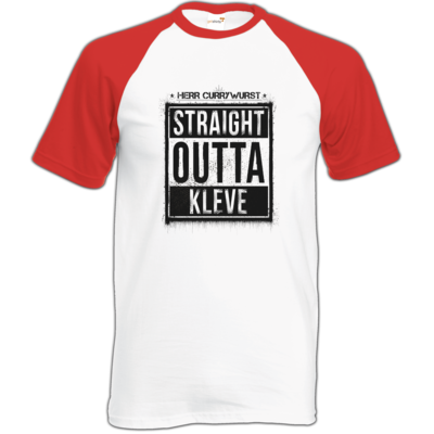 Motiv: Baseball-T FAIR WEAR - Curry - Straight Outta Kleve - bestimme auf Wunsch Details wie Produkt, Grösse, Farbe und Position selbst ! Motiv: Baseball-T FAIR WEAR - Curry - Straight Outta Kleve