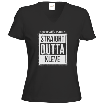Motiv: T-Shirts Damen V-Neck FAIR WEAR - Curry - Straight Outta Kleve - bestimme auf Wunsch Details wie Produkt, Grösse, Farbe und Position selbst ! Motiv: T-Shirts Damen V-Neck FAIR WEAR - Curry - Straight Outta Kleve
