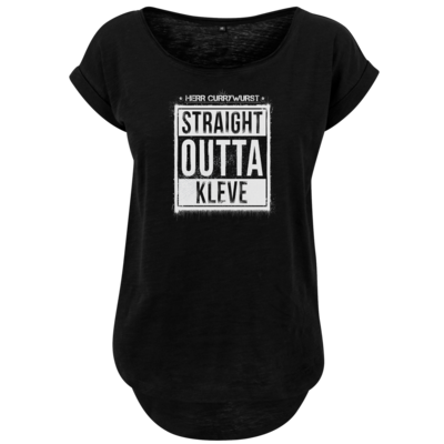 Motiv: Ladies Long Slub Tee - Curry - Straight Outta Kleve - bestimme auf Wunsch Details wie Produkt, Grösse, Farbe und Position selbst ! Motiv: Ladies Long Slub Tee - Curry - Straight Outta Kleve