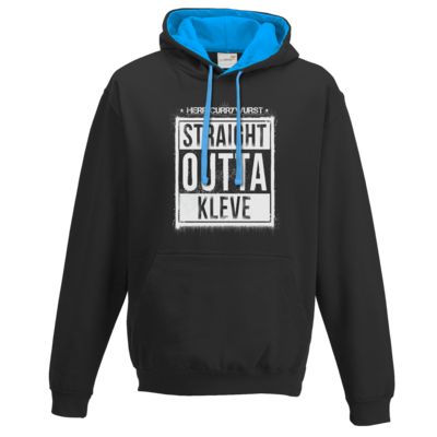 Motiv: Two-Tone Hoodie - Curry - Straight Outta Kleve - bestimme auf Wunsch Details wie Produkt, Grösse, Farbe und Position selbst ! Motiv: Two-Tone Hoodie - Curry - Straight Outta Kleve