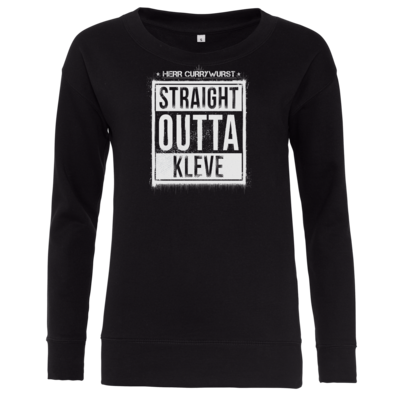 Motiv: Girlie Sweatshirt - Curry - Straight Outta Kleve - bestimme auf Wunsch Details wie Produkt, Grösse, Farbe und Position selbst ! Motiv: Girlie Sweatshirt - Curry - Straight Outta Kleve