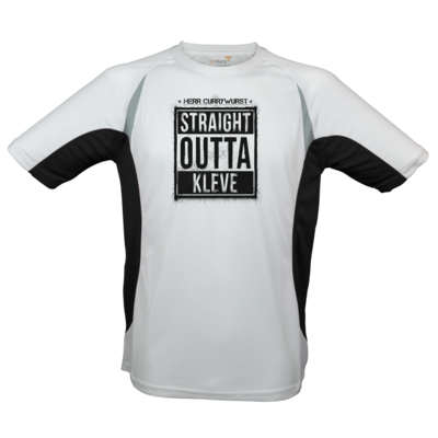 Motiv: Laufshirt Running T - Curry - Straight Outta Kleve - bestimme auf Wunsch Details wie Produkt, Grösse, Farbe und Position selbst ! Motiv: Laufshirt Running T - Curry - Straight Outta Kleve