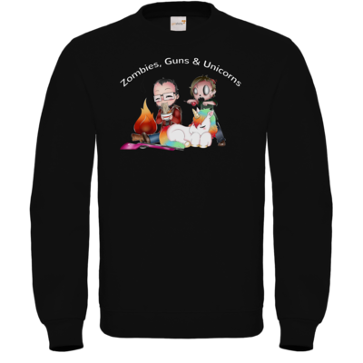 Motiv: Sweatshirt FAIR WEAR - DerPeci - Zombies, Guns and Unicorns - bestimme auf Wunsch Details wie Produkt, Grösse, Farbe und Position selbst ! Motiv: Sweatshirt FAIR WEAR - DerPeci - Zombies, Guns and Unicorns