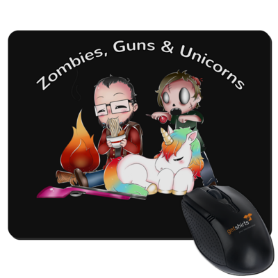 Motiv: Mousepad Textil - DerPeci - Zombies, Guns and Unicorns - bestimme auf Wunsch Details wie Produkt, Grösse, Farbe und Position selbst ! Motiv: Mousepad Textil - DerPeci - Zombies, Guns and Unicorns