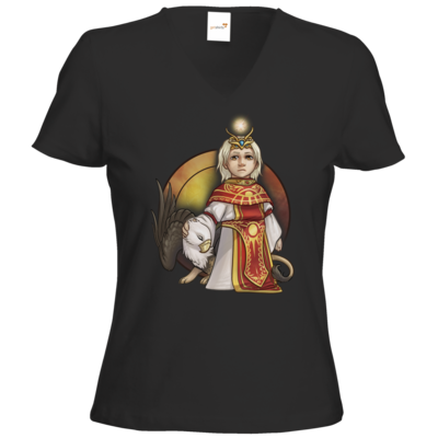 Motiv: T-Shirts Damen V-Neck FAIR WEAR - Götter - Praios - Chibi - bestimme auf Wunsch Details wie Produkt, Grösse, Farbe und Position selbst ! Motiv: T-Shirts Damen V-Neck FAIR WEAR - Götter - Praios - Chibi