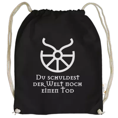 Motiv: Cotton Gymsac - Sprüche - Götter - Boron - Du schuldest der Welt noch einen Tod - bestimme auf Wunsch Details wie Produkt, Grösse, Farbe und Position selbst ! Motiv: Cotton Gymsac - Sprüche - Götter - Boron - Du schuldest der Welt noch einen Tod