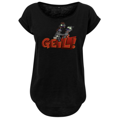 Motiv: Ladies Long Slub Tee - Geil! - bestimme auf Wunsch Details wie Produkt, Grösse, Farbe und Position selbst ! Motiv: Ladies Long Slub Tee - Geil!