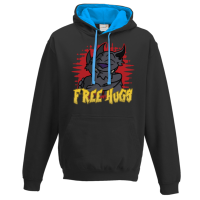 Motiv: Two-Tone Hoodie - Free Hugs - bestimme auf Wunsch Details wie Produkt, Grösse, Farbe und Position selbst ! Motiv: Two-Tone Hoodie - Free Hugs
