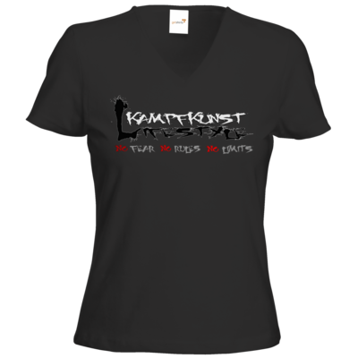 Motiv: T-Shirts Damen V-Neck FAIR WEAR - Kampfkunst Lifestyle - Logo 1 - bestimme auf Wunsch Details wie Produkt, Grösse, Farbe und Position selbst ! Motiv: T-Shirts Damen V-Neck FAIR WEAR - Kampfkunst Lifestyle - Logo 1