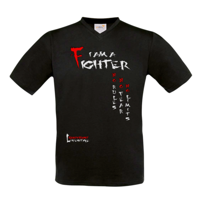 Motiv: T-Shirt V-Neck FAIR WEAR - Kampfkunst Lifestyle - I am a Fighter - bestimme auf Wunsch Details wie Produkt, Grösse, Farbe und Position selbst ! Motiv: T-Shirt V-Neck FAIR WEAR - Kampfkunst Lifestyle - I am a Fighter