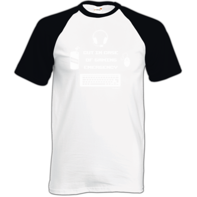 Motiv: TShirt Baseball - Gaming Emergency - bestimme auf Wunsch Details wie Produkt, Grösse, Farbe und Position selbst ! Motiv: TShirt Baseball - Gaming Emergency