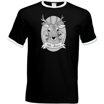 Motiv: T-Shirt Ringer - Oh Deer - bestimme auf Wunsch Details wie Produkt, Grösse, Farbe und Position selbst ! Motiv: T-Shirt Ringer - Oh Deer