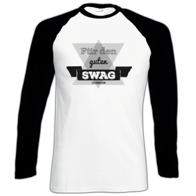 Motiv: Longsleeve Baseball T - Fuer den guten Swag - bestimme auf Wunsch Details wie Produkt, Grösse, Farbe und Position selbst ! Motiv: Longsleeve Baseball T - Fuer den guten Swag