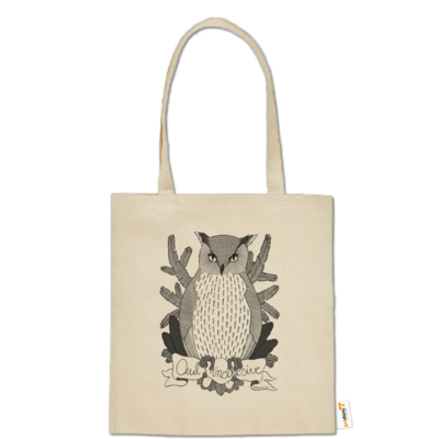 Motiv: Baumwolltasche - Owl Inclusive - bestimme auf Wunsch Details wie Produkt, Grösse, Farbe und Position selbst ! Motiv: Baumwolltasche - Owl Inclusive