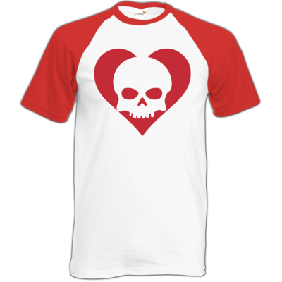Motiv: Baseball-T FAIR WEAR - Piratenherz - bestimme auf Wunsch Details wie Produkt, Grösse, Farbe und Position selbst ! Motiv: Baseball-T FAIR WEAR - Piratenherz