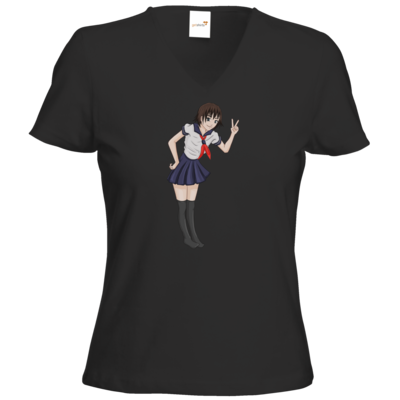 Motiv: T-Shirts Damen V-Neck FAIR WEAR - Saku Girl - bestimme auf Wunsch Details wie Produkt, Grösse, Farbe und Position selbst ! Motiv: T-Shirts Damen V-Neck FAIR WEAR - Saku Girl