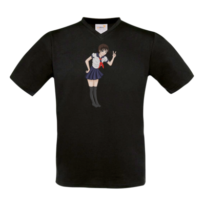 Motiv: T-Shirt V-Neck FAIR WEAR - Saku Girl - bestimme auf Wunsch Details wie Produkt, Grösse, Farbe und Position selbst ! Motiv: T-Shirt V-Neck FAIR WEAR - Saku Girl