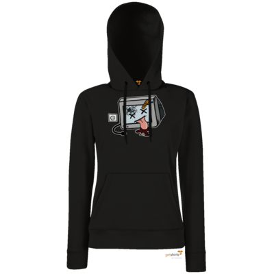 Motiv: Hoodie Damen Classic - TV kaputt - bestimme auf Wunsch Details wie Produkt, Grösse, Farbe und Position selbst ! Motiv: Hoodie Damen Classic - TV kaputt