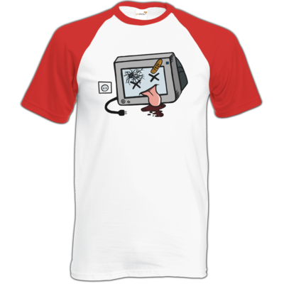 Motiv: Baseball-T FAIR WEAR - TV kaputt - bestimme auf Wunsch Details wie Produkt, Grösse, Farbe und Position selbst ! Motiv: Baseball-T FAIR WEAR - TV kaputt