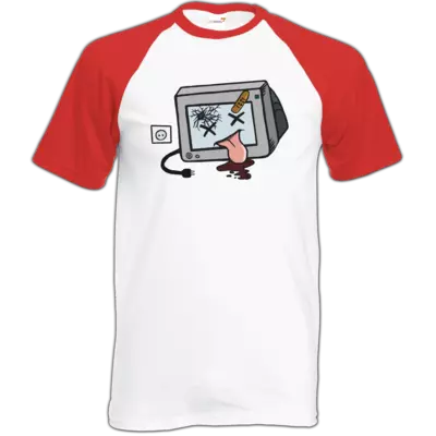 Motiv: Baseball-T FAIR WEAR - TV kaputt - bestimme auf Wunsch Details wie Produkt, Grösse, Farbe und Position selbst ! Motiv: Baseball-T FAIR WEAR - TV kaputt