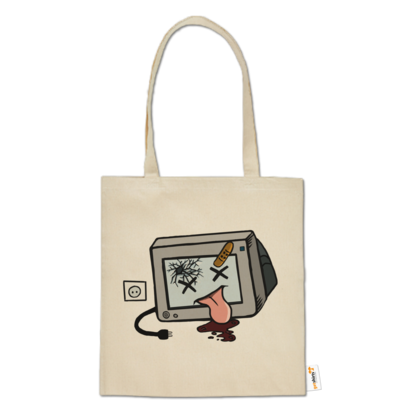 Motiv: Baumwolltasche - TV kaputt - bestimme auf Wunsch Details wie Produkt, Grösse, Farbe und Position selbst ! Motiv: Baumwolltasche - TV kaputt