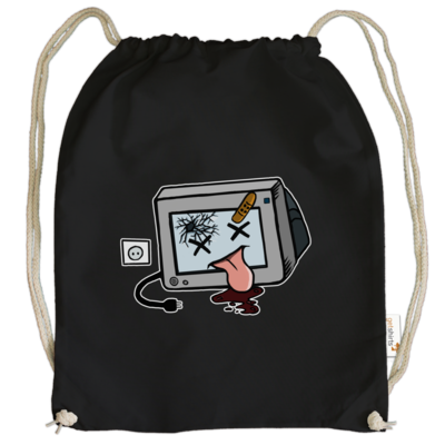 Motiv: Cotton Gymsac - TV kaputt - bestimme auf Wunsch Details wie Produkt, Grösse, Farbe und Position selbst ! Motiv: Cotton Gymsac - TV kaputt