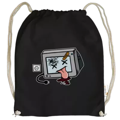 Motiv: Cotton Gymsac - TV kaputt - bestimme auf Wunsch Details wie Produkt, Grösse, Farbe und Position selbst ! Motiv: Cotton Gymsac - TV kaputt